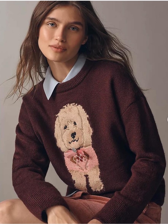 Maeve Sweaters - Anthropologie Maeve Crew-Neck Dog Icon Pullover Sweater, size M